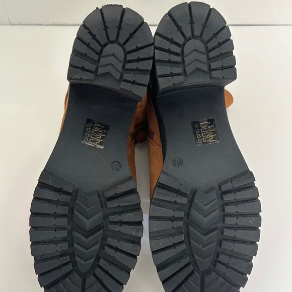 Anthropologie, Bruno Premi Tan Suede Floral Lug Sole Boots, Size 41 / 9.5-10 - Picture 7 of 10